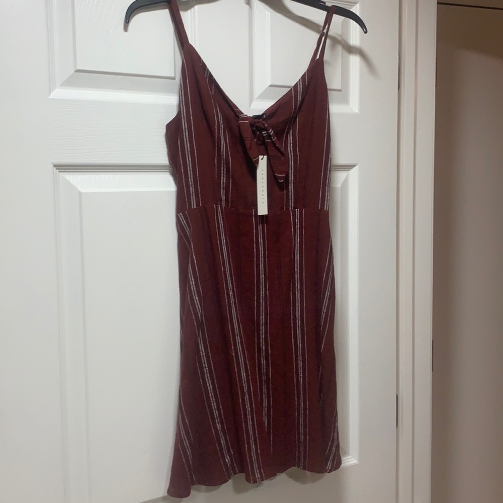 Sanctuary linen/rayon burgundy striped dress